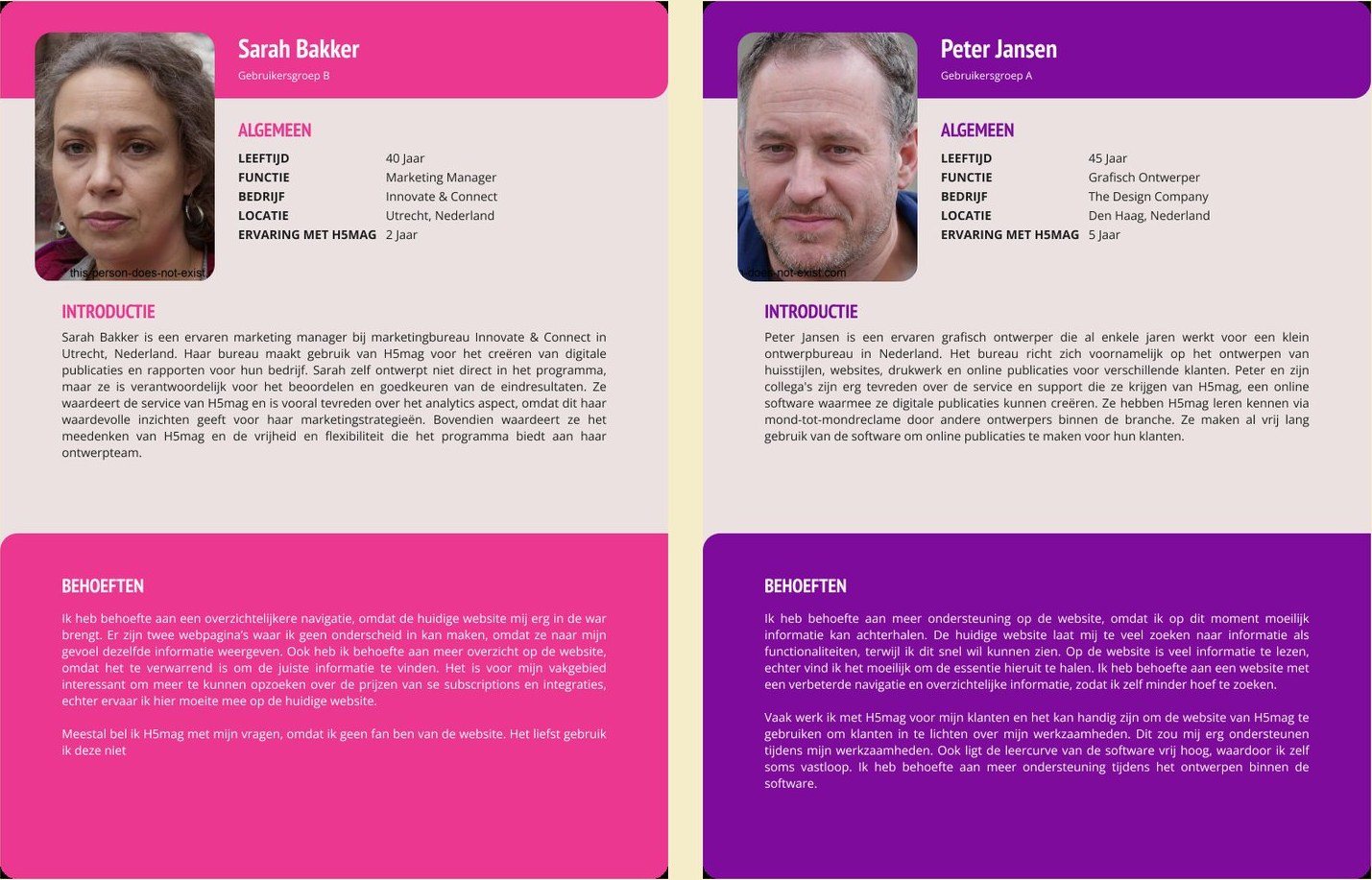 Two personas, one for each user group